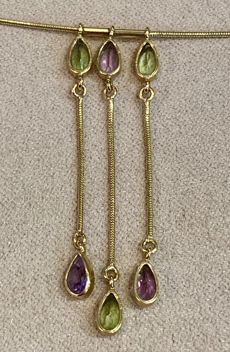 Collier Or Amethystes Et Peridots-photo-3