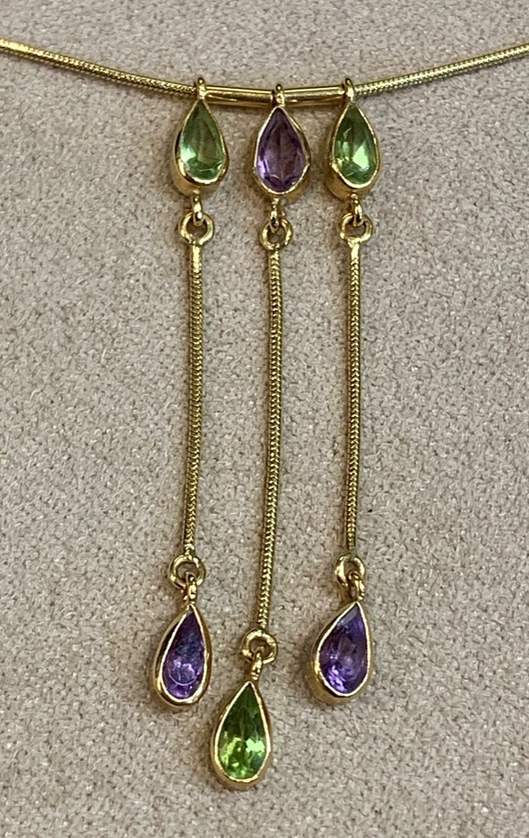 Collier Or Amethystes Et Peridots-photo-4