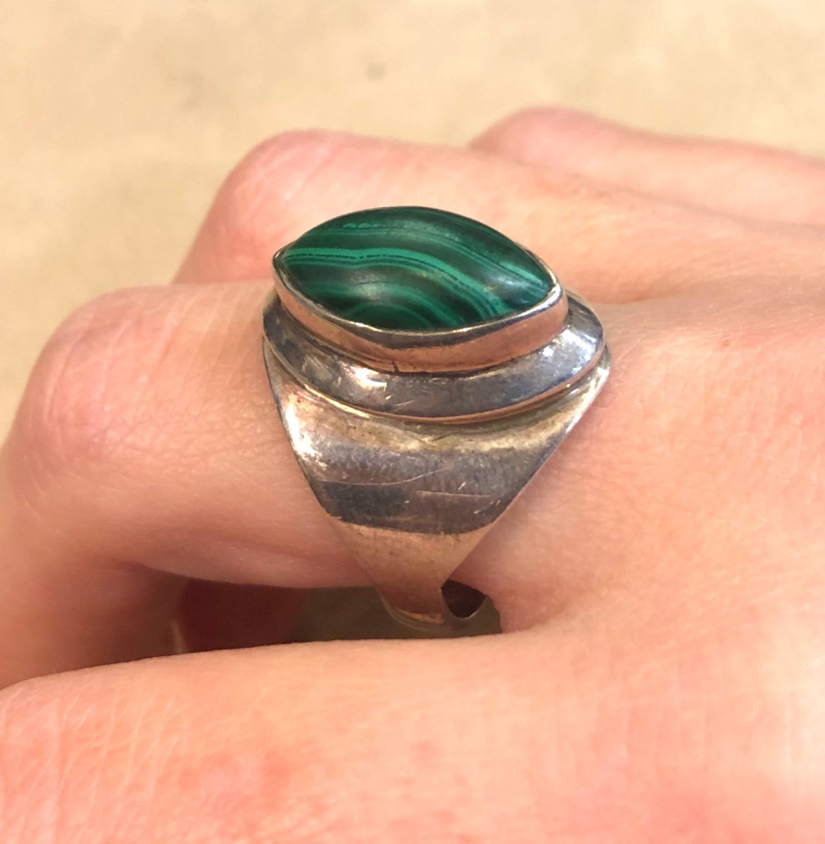 Silver Ring With Malachite-photo-3