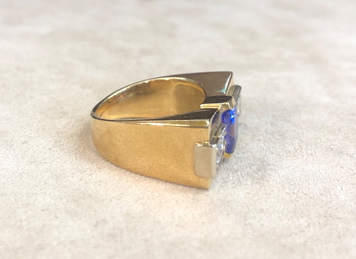 Bague Tank Tanzanite Et Diamants-photo-4