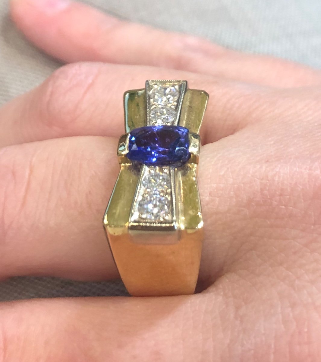 Bague Tank Tanzanite Et Diamants-photo-2