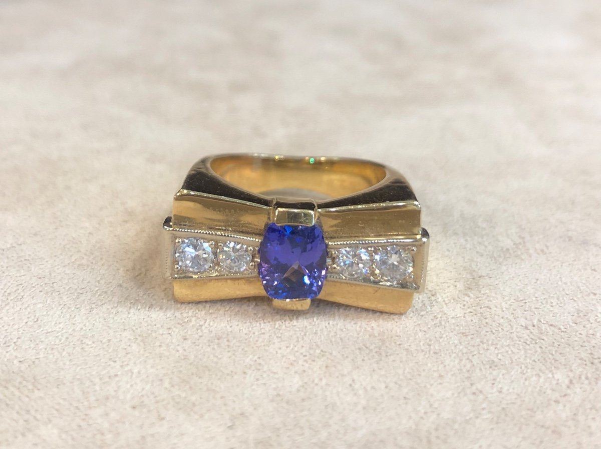 Bague Tank Tanzanite Et Diamants