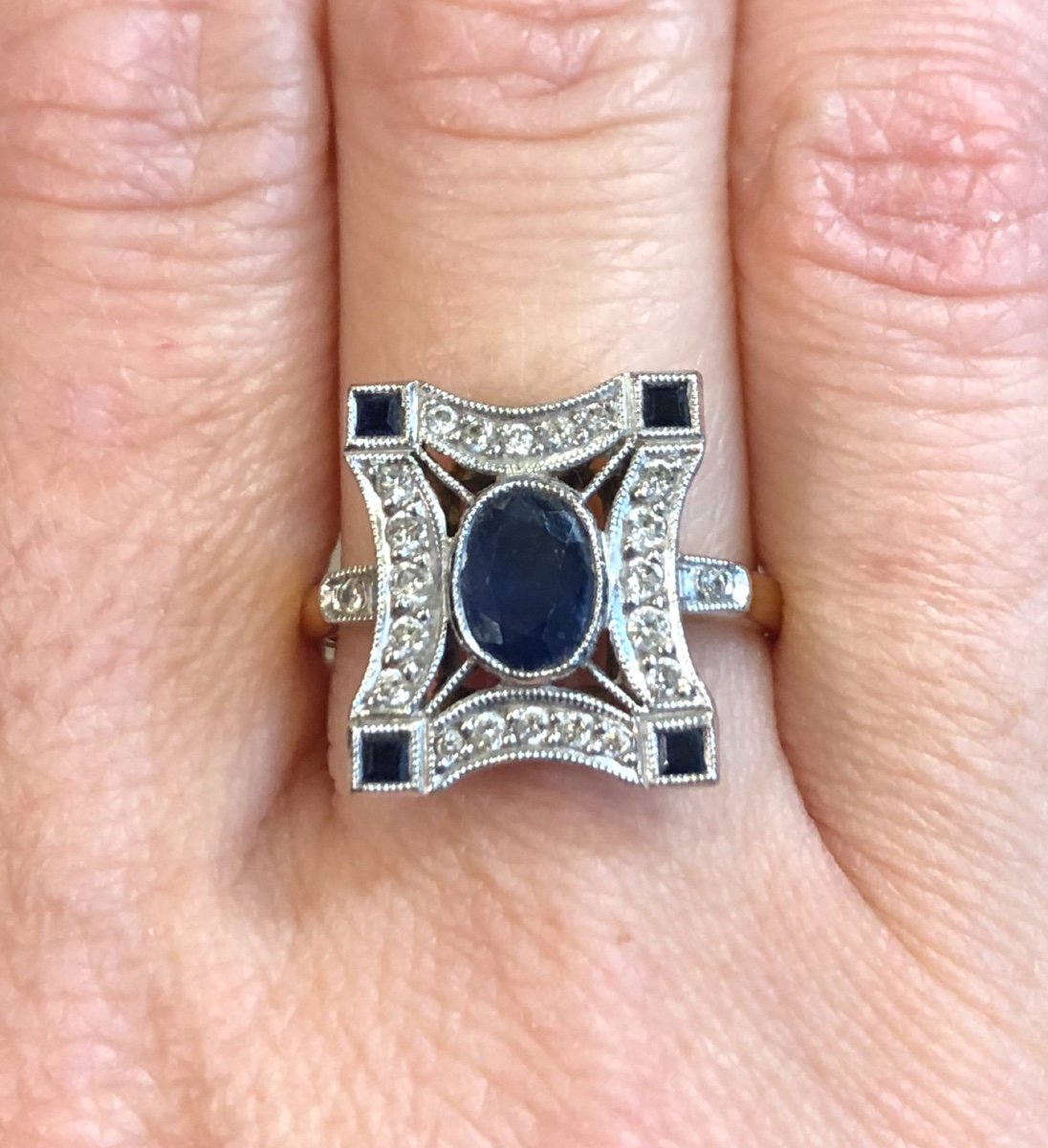 Sapphire And Diamond Pave Ring-photo-1