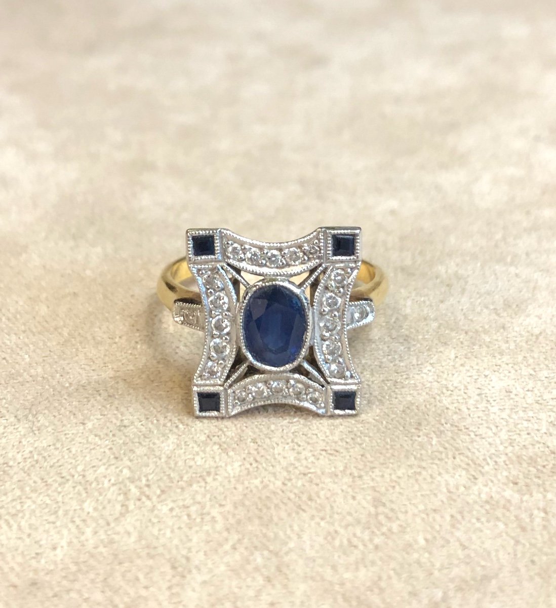 Sapphire And Diamond Pave Ring