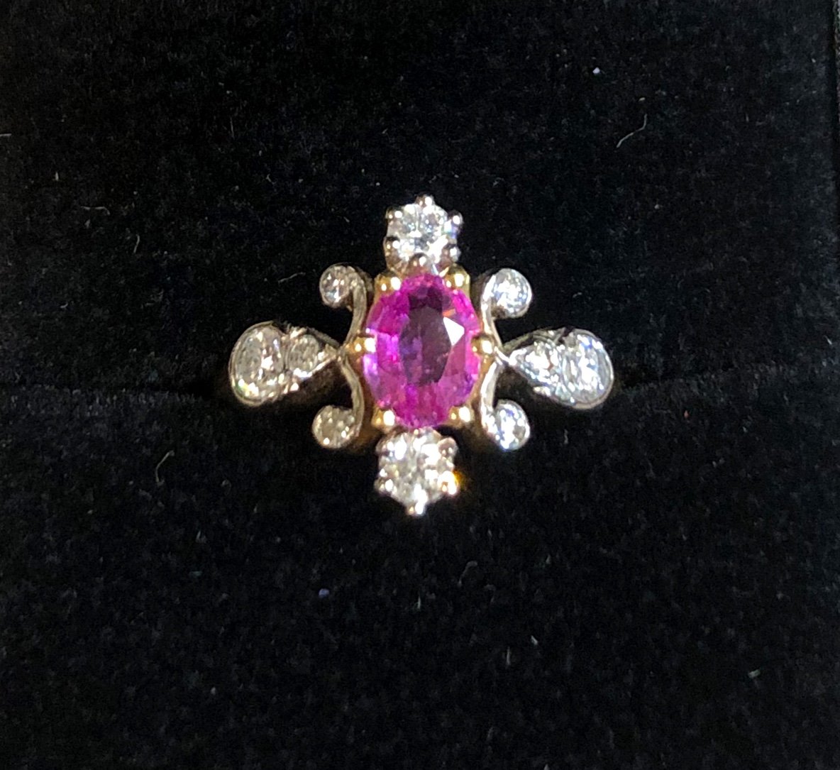 Pink Sapphire And Diamond Ring