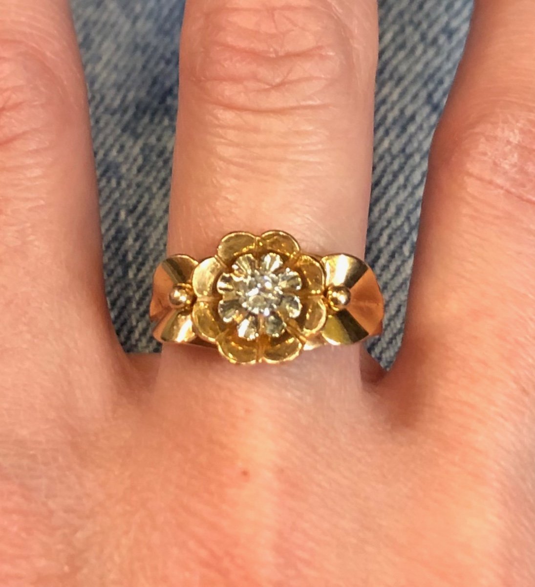 Bague Fleur Avec Diamant