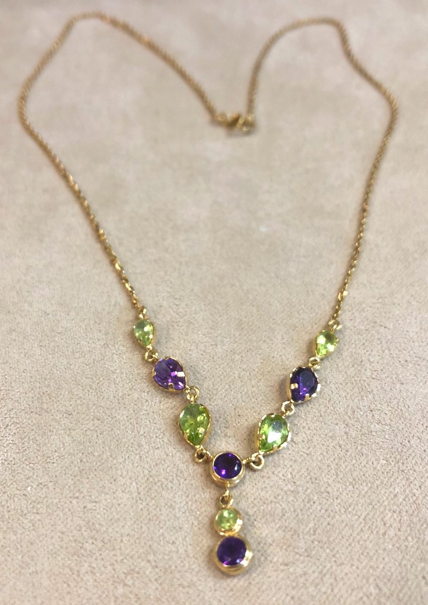 Amethyst And Peridot Necklace