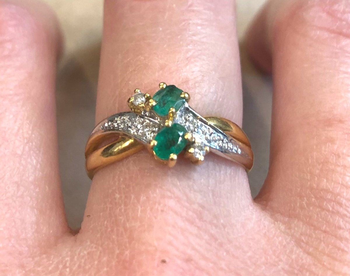 Emerald You And Me Ring