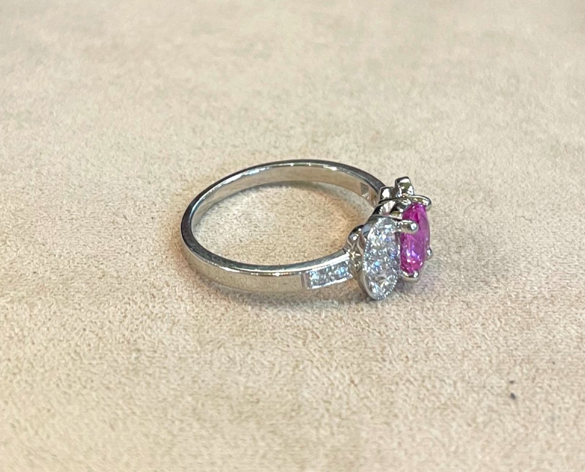 Bague Saphir Rose Et Diamants-photo-2