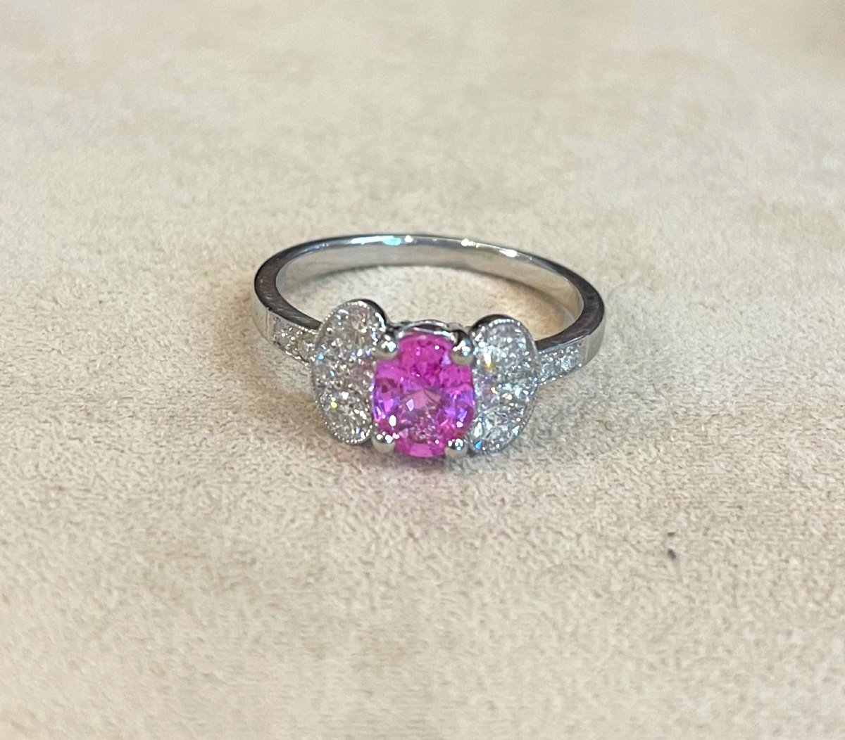 Bague Saphir Rose Et Diamants