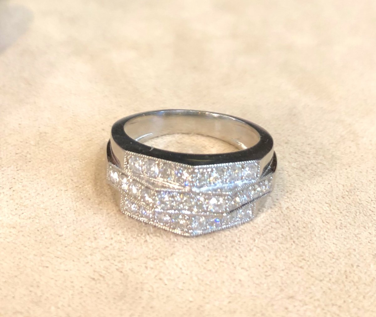 Ring With Several Lines Of Diamonds