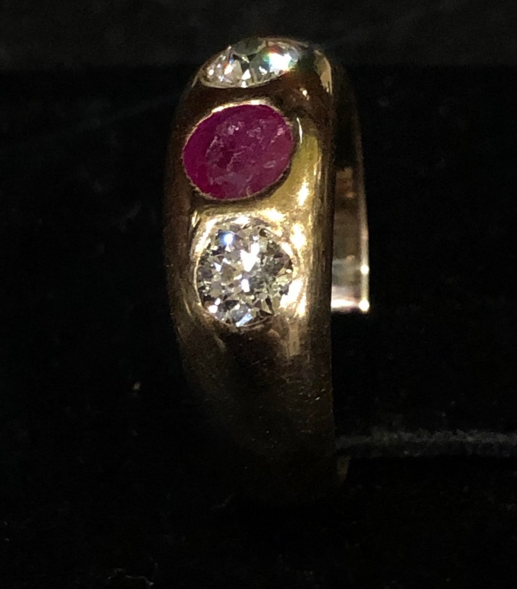 Bague Jonc Rubis Diamants -photo-2