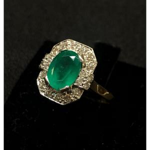 Emerald And Diamond Pave Ring