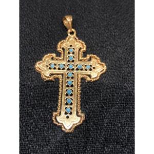 Cross In Gold And Turquoises