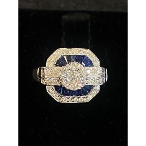 Sapphire And Diamond Paving Ring