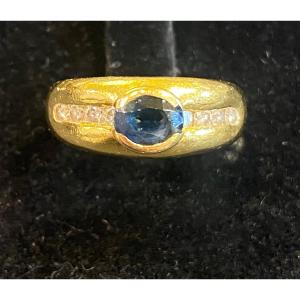 Sapphire And Diamond Bangle Ring