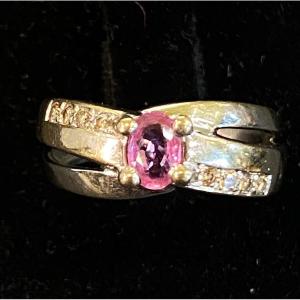 Pink Sapphire And Diamond Cross Ring 