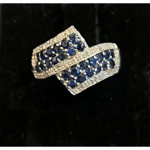 Cross Sapphires And Diamonds Ring 