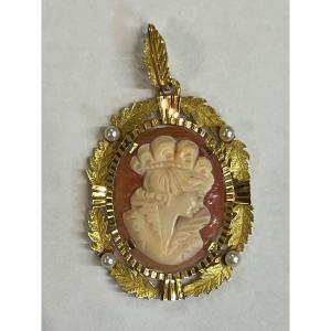 Pendentif Camée Et Perles 