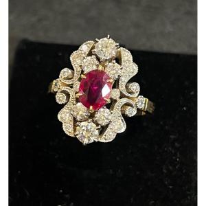 Bague Violon rubis et diamants 