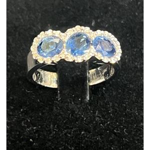 3 Sapphires And Diamonds Ring 