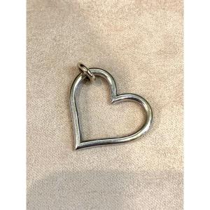 Pendentif coeur or blanc