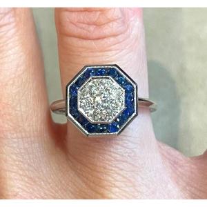 Octagonal Sapphire And Diamond Ring