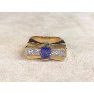 Bague Tank Tanzanite Et Diamants