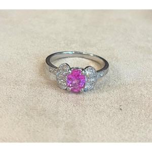 Bague Saphir Rose Et Diamants