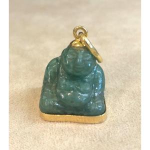 Jade And Gold Buddha Pendant