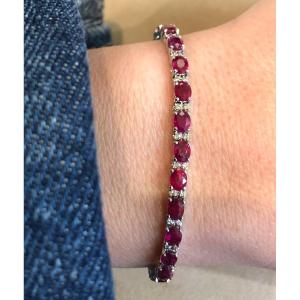 Bracelet Ligne Rubis Et Diamants