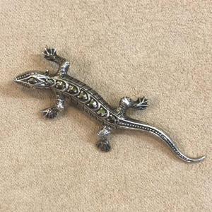 Silver And Marcasites Lizard Brooch