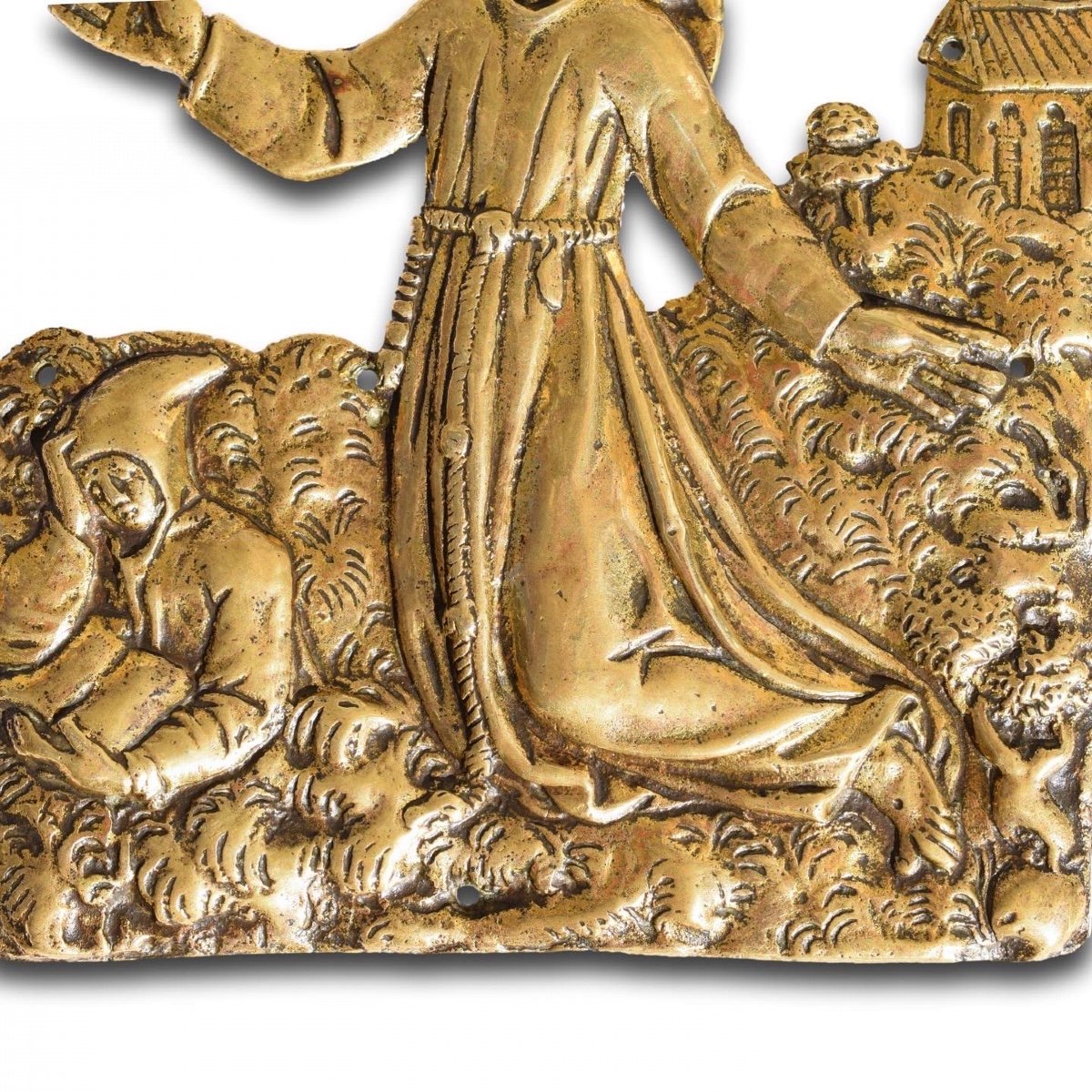 Plaquette En Bronze De l'Apparition De Saint Bruno. Français, Fin Du XVIIe Siècle. -photo-2