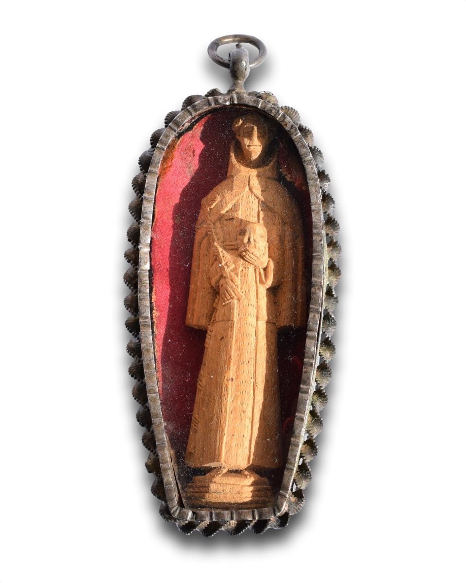 Silver Pendant With Saint Anthony. Spanish Colonial, 17th - 18th Century.-photo-4