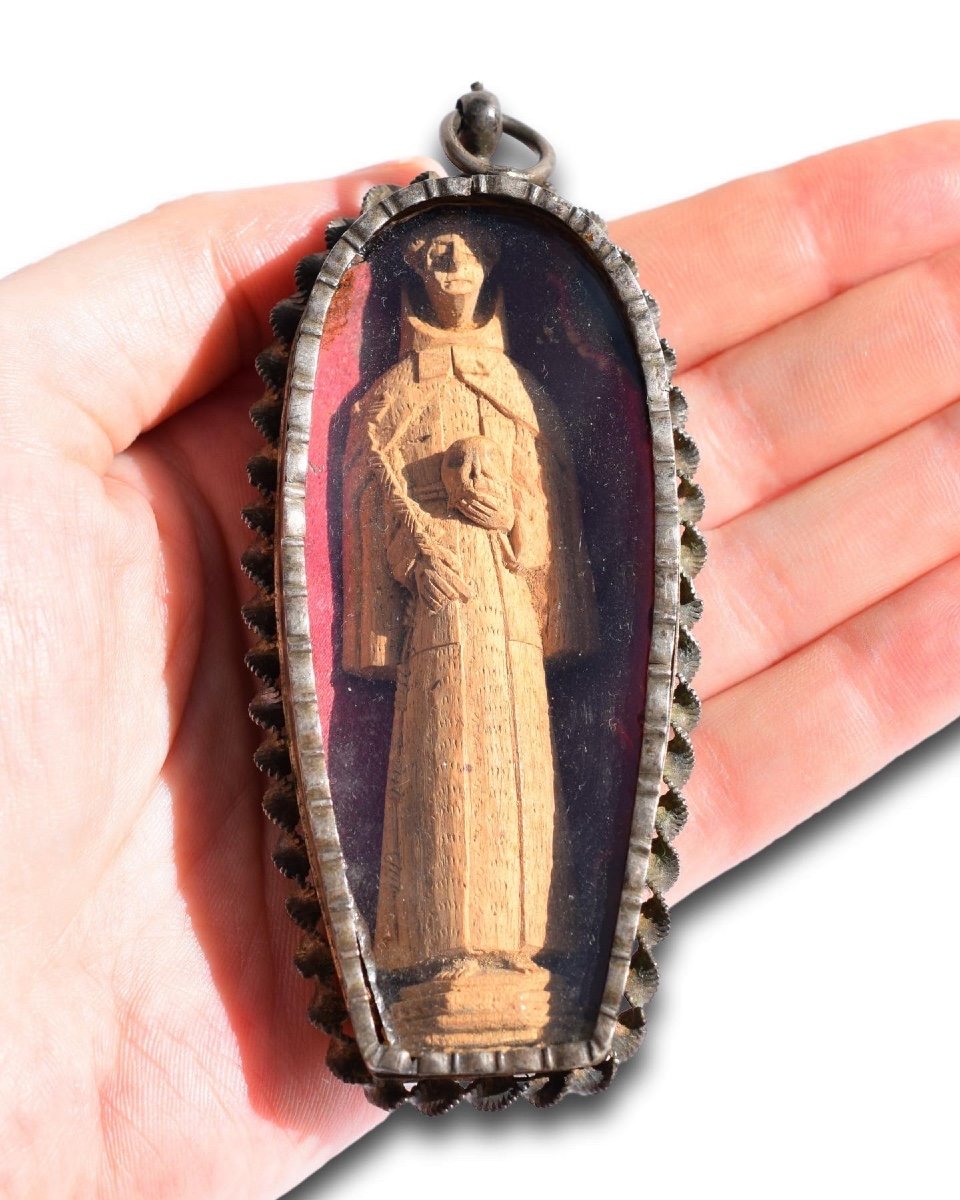 Silver Pendant With Saint Anthony. Spanish Colonial, 17th - 18th Century.-photo-4