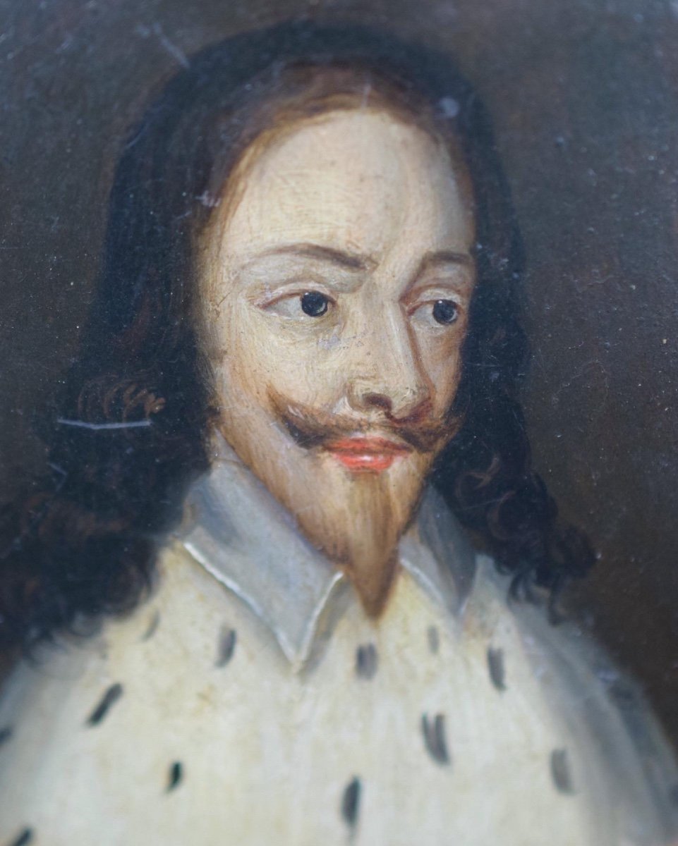 Portrait Miniature Of King Charles I Wearing Ermine. English, 17th Century.  -photo-1