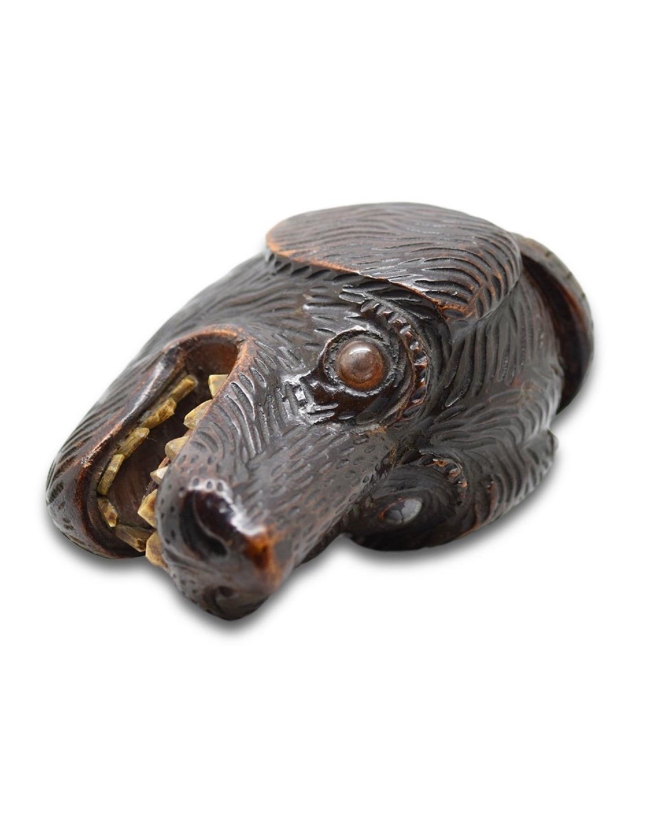 Treen Snuff Box In The Form Of A Dogs Head. Scottish, 19th Century.  -photo-3