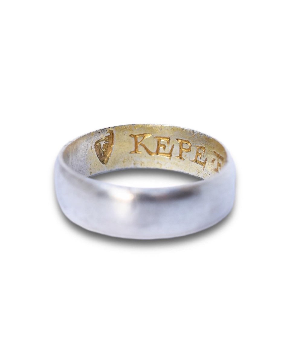 Silver Posy Ring; ‘kepe Faith Til Death’. English, 17th Century.-photo-3