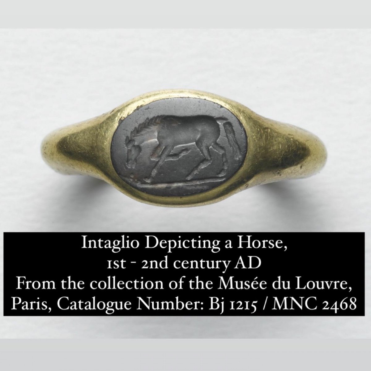 Ancient Nicolo Intaglio Of A Grazing Horse. Roman, 1st - 2nd Century Ad.-photo-6