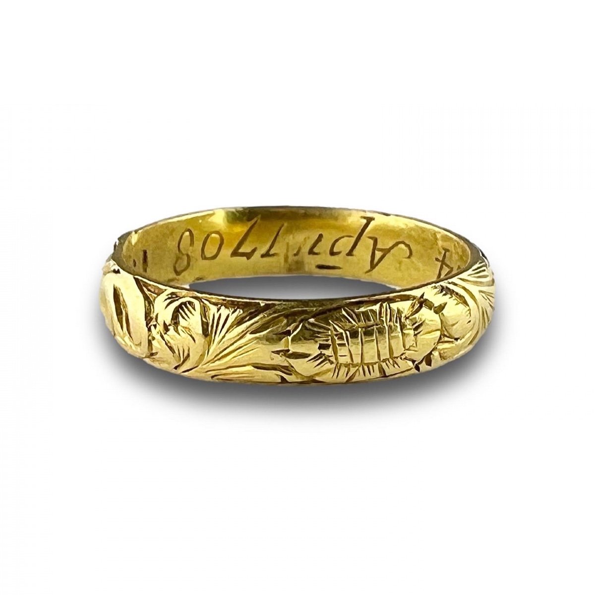 Finely Engraved Gold Memento Mori Ring.   english, 17th Century.-photo-4