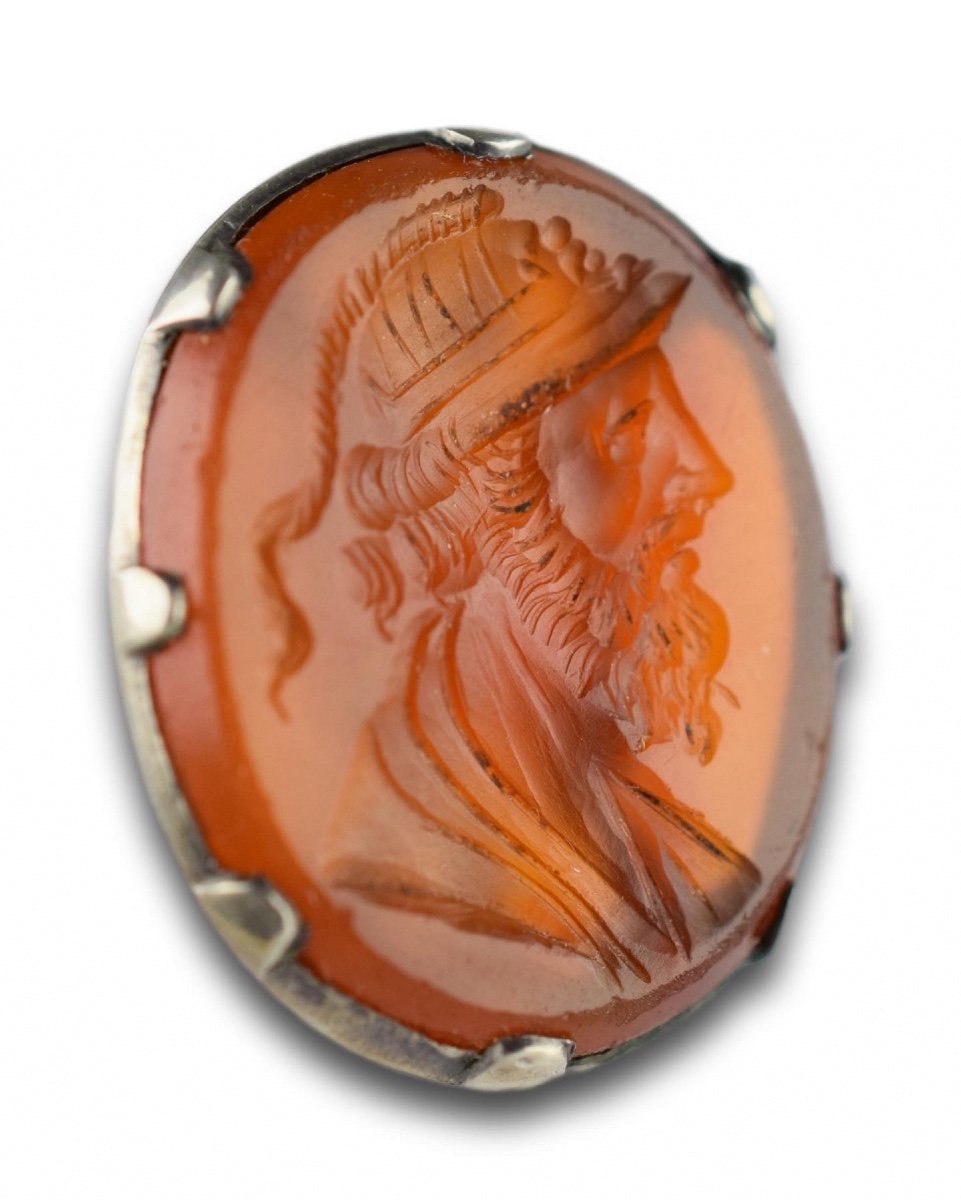 Georgian Silver Seal With A Carnelian Intaglio Of A Warrior. English, C. 1800.-photo-3