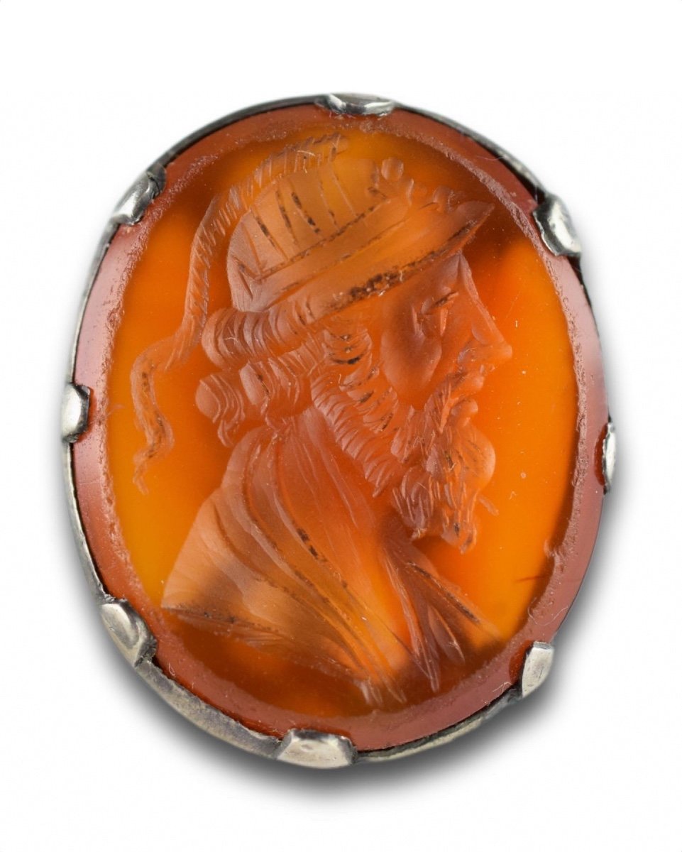 Georgian Silver Seal With A Carnelian Intaglio Of A Warrior. English, C. 1800.-photo-4