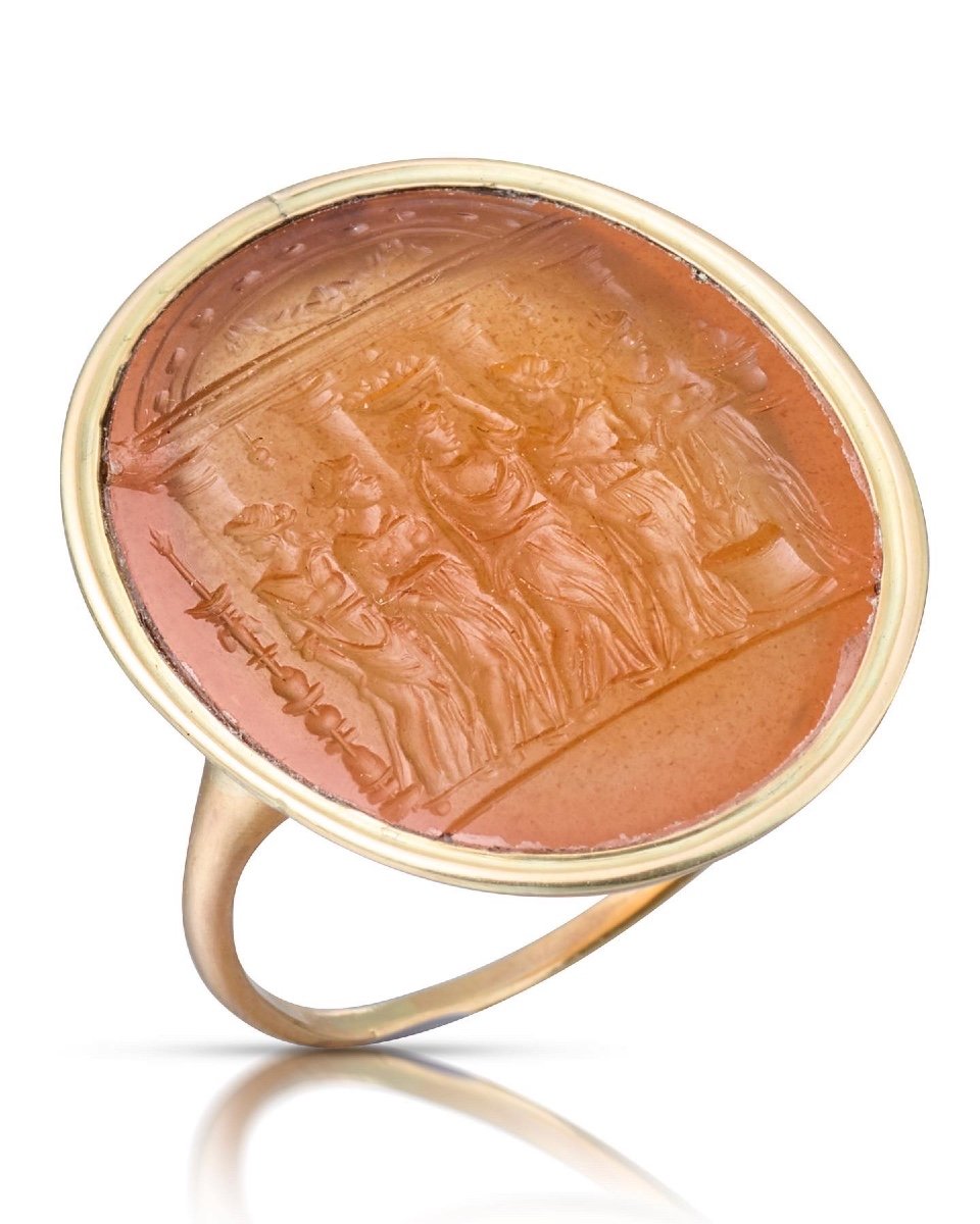 Georgian Gold Ring With An Intaglio After Valerio Belli. Italian, 16th Century.-photo-1