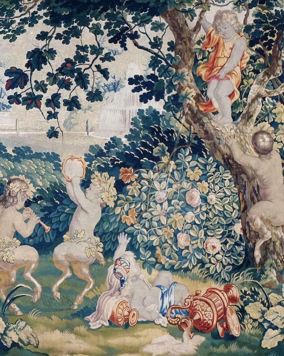 Tapestry Panel With Frolicking Fauns And Putti. Brussels, Early 18th Century. -photo-4