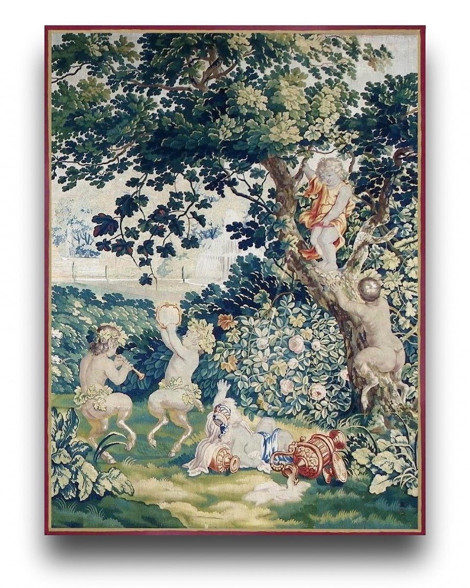 Tapestry Panel With Frolicking Fauns And Putti. Brussels, Early 18th Century. 