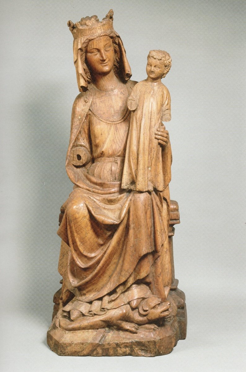 Buste De La Vierge En Chêne Polychromé. Français, Fin Du XIIIe Siècle. -photo-8