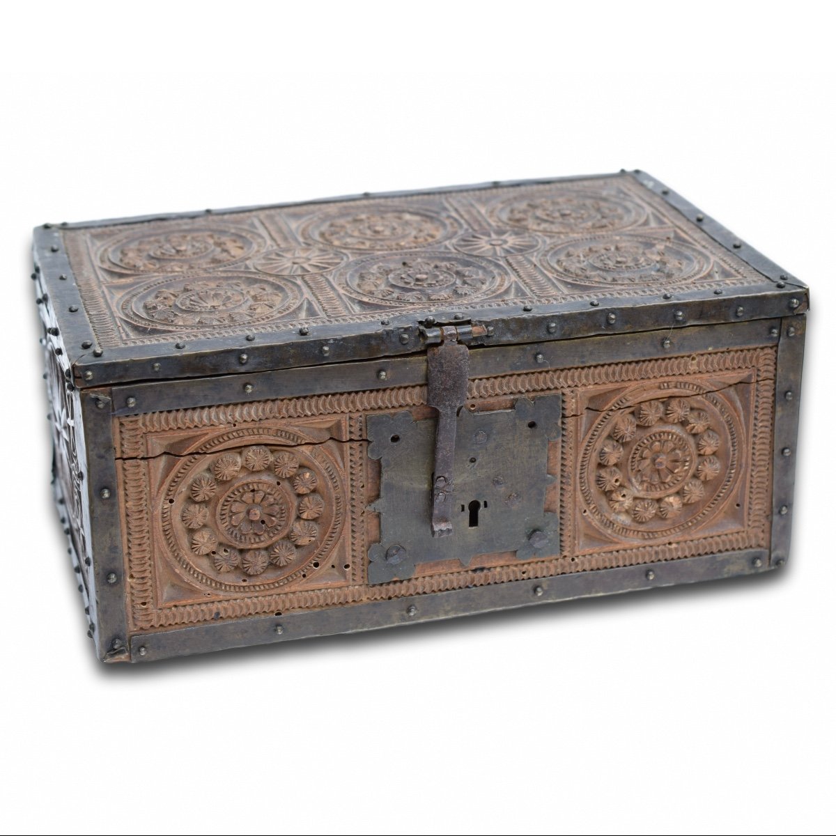 Gothic Pearwood Betrothal Casket Or Minnekästchen. Upper Rhine, Circa 1500.-photo-3