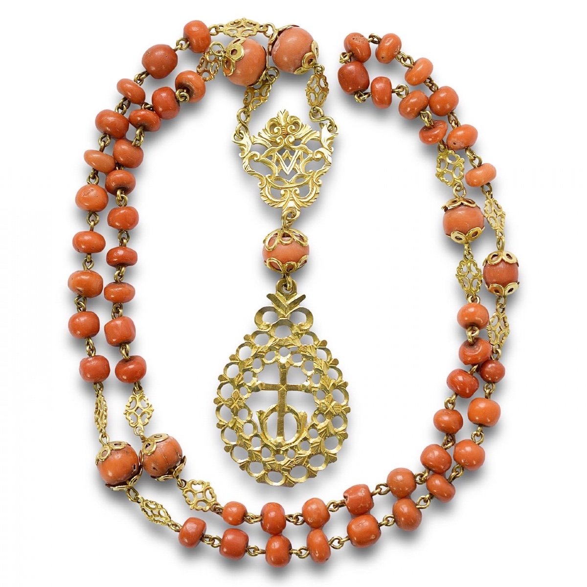 Gold Mounted Coral Rosary. Spanish, First Half Of The 18th Century.-photo-6