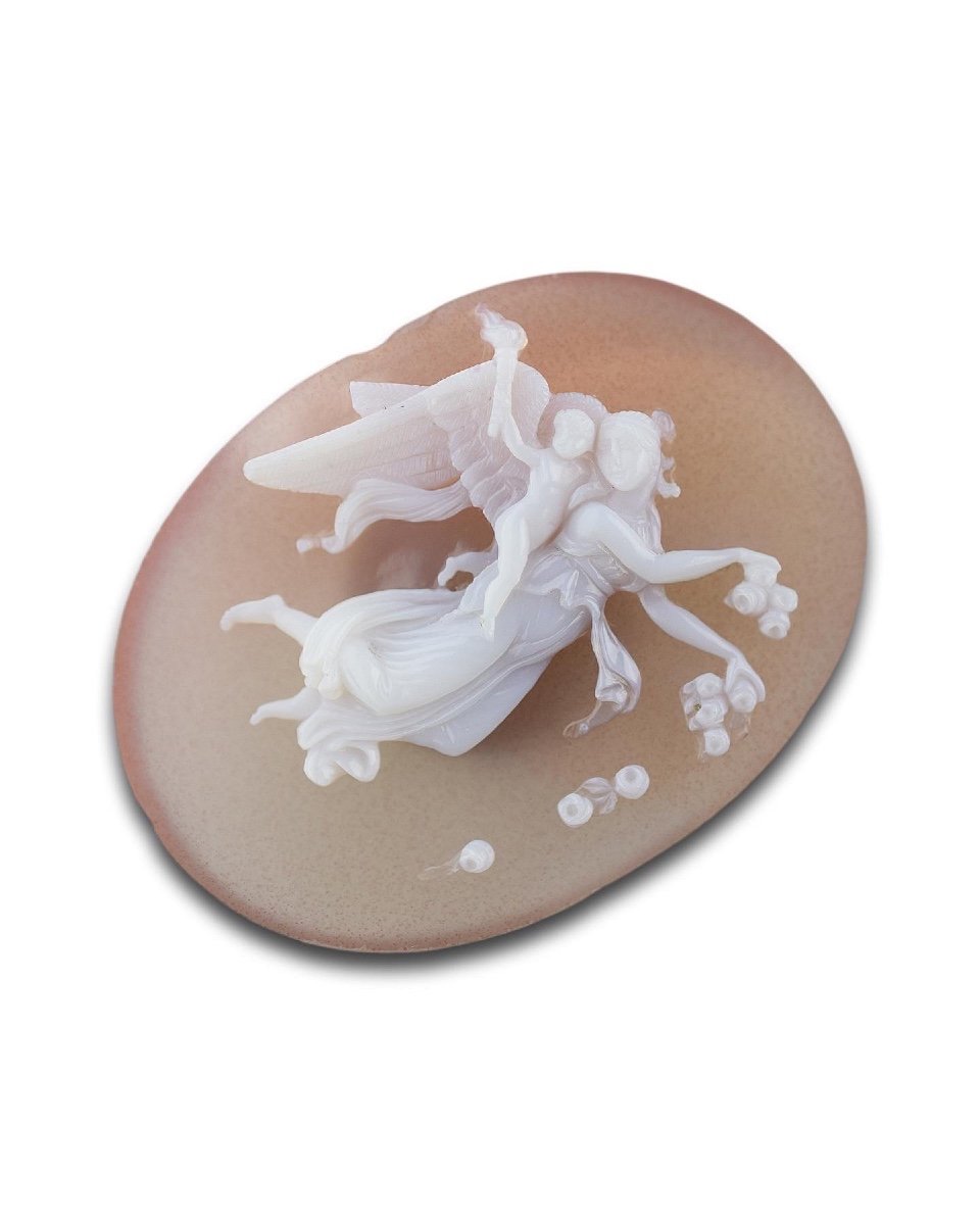 Un Camée Sardonyx d'Aurora Et Cupidon. Italien, XIXe Siècle.-photo-2