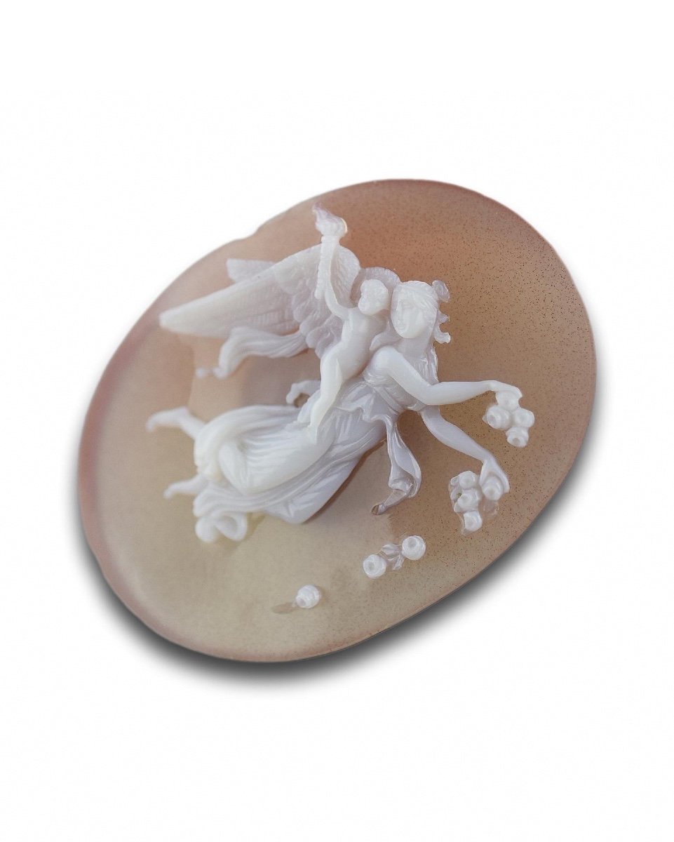 Un Camée Sardonyx d'Aurora Et Cupidon. Italien, XIXe Siècle.-photo-3